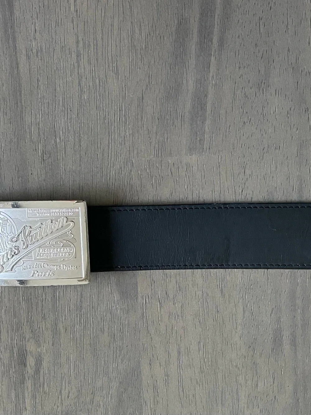 Authentic Louis Vuitton 100/40 Black Leather Belt Silver Trading Buckle Spain